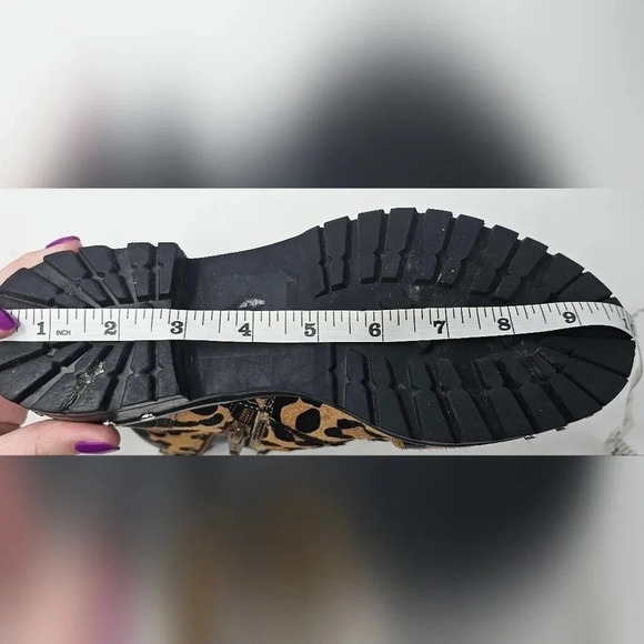 Topshop Leopard Print Pony Skin Ankle Boots  Buckles Biker Zip Size US 6.5 EU 37 - Picture 6 of 14